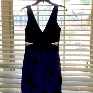 Black and blue, size 6, XSCAPE prom/formal body length dress